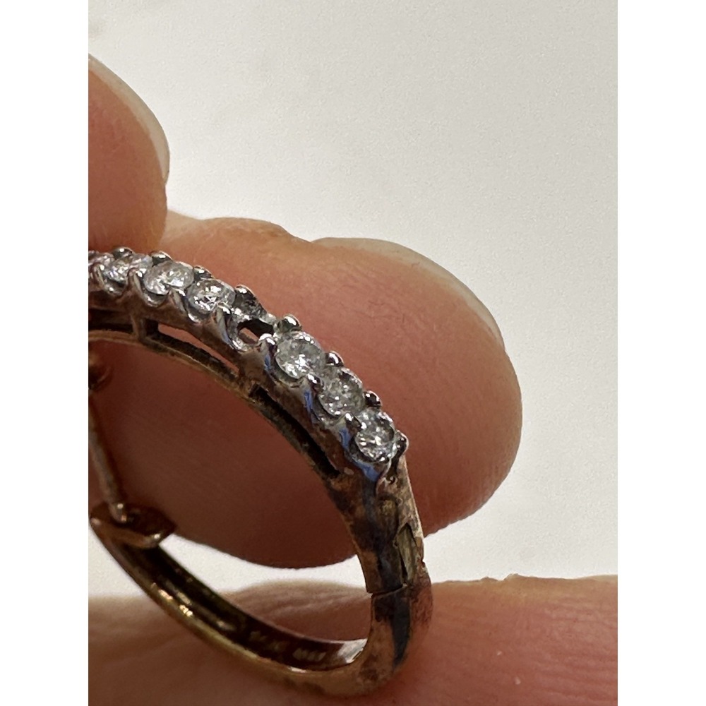 10k MSI Gold Hoop Diamonds Earring SINGLE ONLY ONE Hinged Post *Missing 1 Stone - Picture 5 of 15